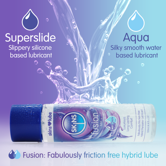 Skins Fusion Hybrid Silicone and Water Based Lubricant 4.4 fl oz (130ml) Skins Fusion Hybrid Silicone and Water Based Lubricant 4.4 fl oz (130ml)