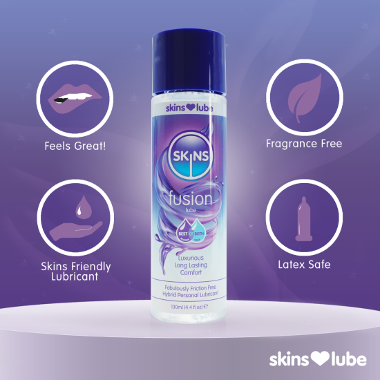 Skins Fusion Hybrid Silicone and Water Based Lubricant 4.4 fl oz (130ml) Skins Fusion Hybrid Silicone and Water Based Lubricant 4.4 fl oz (130ml)