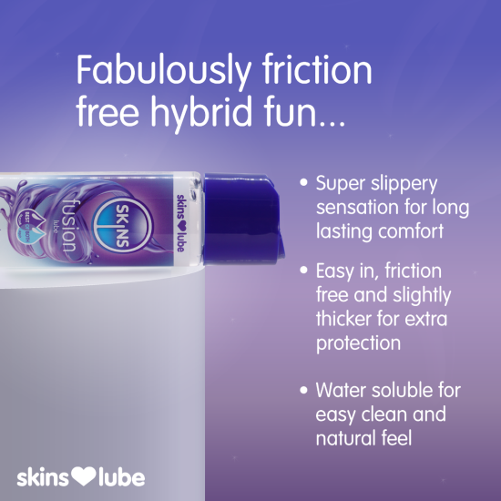 Skins Fusion Hybrid Silicone and Water Based Lubricant 4.4 fl oz (130ml) Skins Fusion Hybrid Silicone and Water Based Lubricant 4.4 fl oz (130ml)