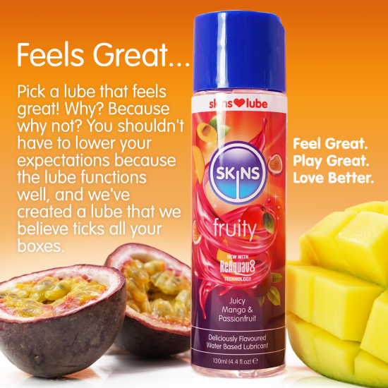 Skins Mango & Passionfruit Water Based Lubricant 4.4 fl oz (130ml) Skins Mango & Passionfruit Water Based Lubricant 4.4 fl oz (130ml)