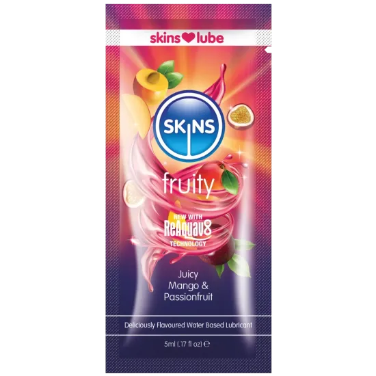 Skins Mango & Passionfruit Water Based Lubricant - 5ml Foil Skins Mango & Passionfruit Water Based Lubricant - 5ml Foil