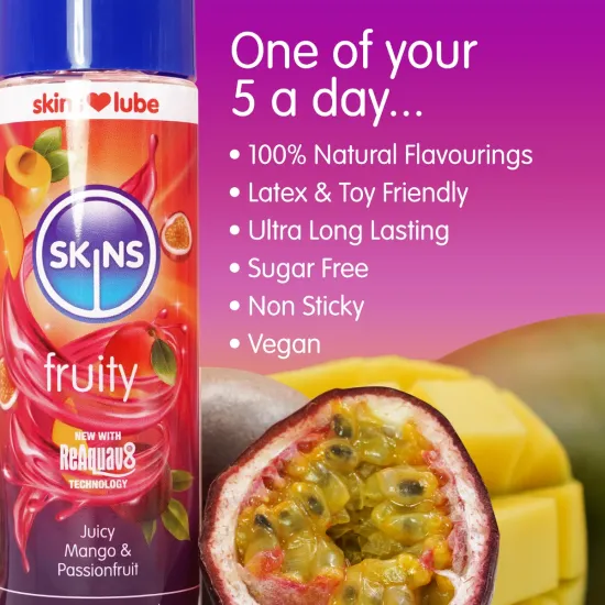 Skins Mango & Passionfruit Water Based Lubricant - 5ml Foil Skins Mango & Passionfruit Water Based Lubricant - 5ml Foil