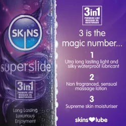 Skins Superslide Silicone Based Lubricant 4.4 fl oz (130ml) Skins Superslide Silicone Based Lubricant 4.4 fl oz (130ml)