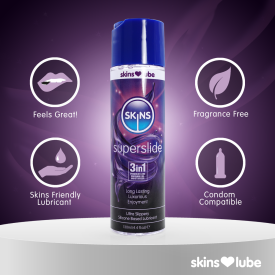Skins Superslide Silicone Based Lubricant 4.4 fl oz (130ml) Skins Superslide Silicone Based Lubricant 4.4 fl oz (130ml)
