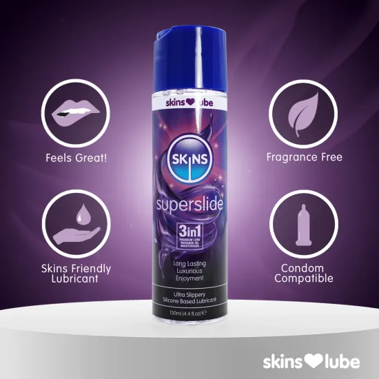 Skins Superslide Silicone Based Lubricant 4.4 fl oz (130ml) Skins Superslide Silicone Based Lubricant 4.4 fl oz (130ml)