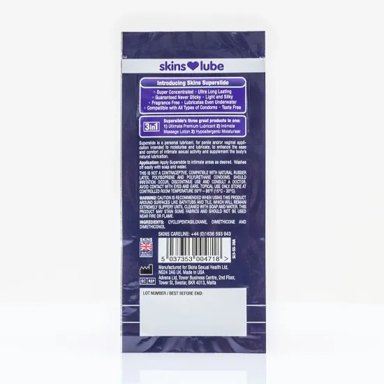 Skins Super Slide Silicone Lubricant - 5ml Foil Skins Super Slide Silicone Lubricant - 5ml Foil