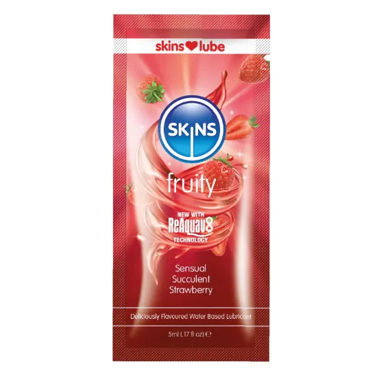 Skins Strawberry Water Based Lubricant - 5ml Foil Skins Strawberry Water Based Lubricant - 5ml Foil