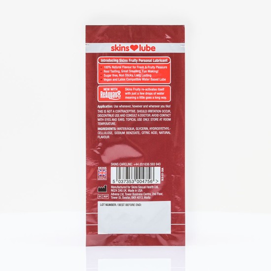 Skins Strawberry Water Based Lubricant - 5ml Foil Skins Strawberry Water Based Lubricant - 5ml Foil