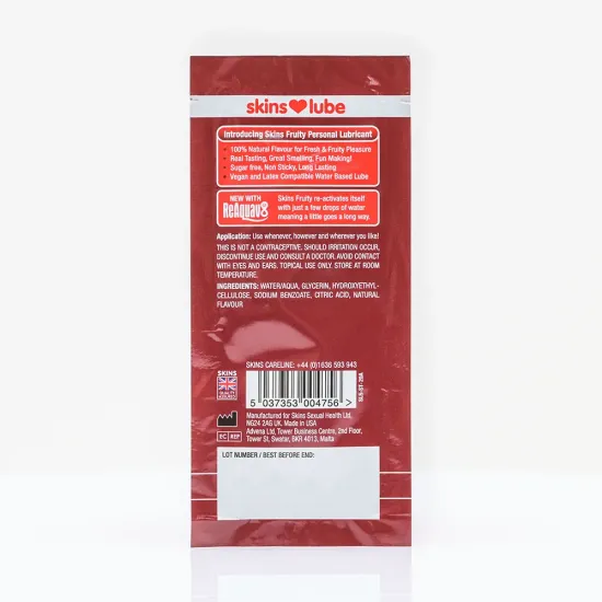 Skins Strawberry Water Based Lubricant - 5ml Foil Skins Strawberry Water Based Lubricant - 5ml Foil