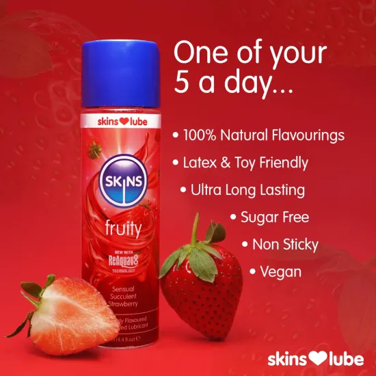 Skins Strawberry Water Based Lubricant - 5ml Foil Skins Strawberry Water Based Lubricant - 5ml Foil
