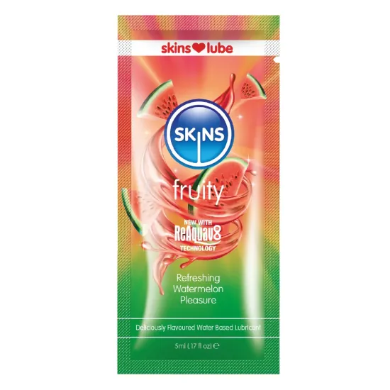 Skins Watermelon Water Based Lubricant - 5ml Foil Skins Watermelon Water Based Lubricant - 5ml Foil