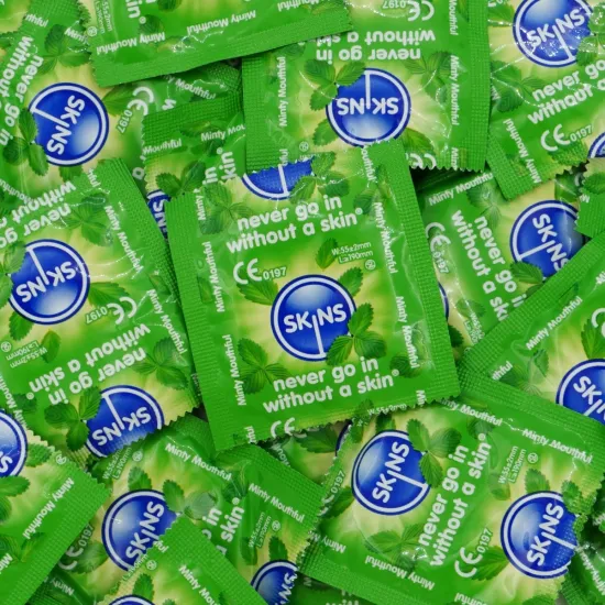 Skins Condoms Mint Flavour FOIL (BAG 500) Skins Condoms Mint Flavour FOIL (BAG 500)