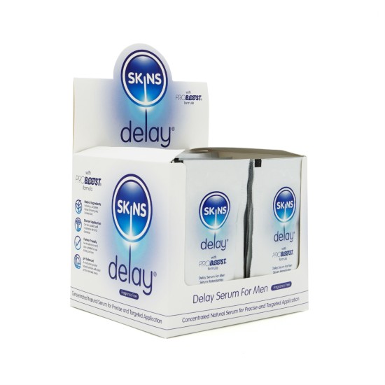 Skins Natural Delay Serum Foil 54 x 5ml Sachets with POS (fragrance free) Skins Natural Delay Serum Foil 54 x 5ml Sachets with POS (fragrance free)