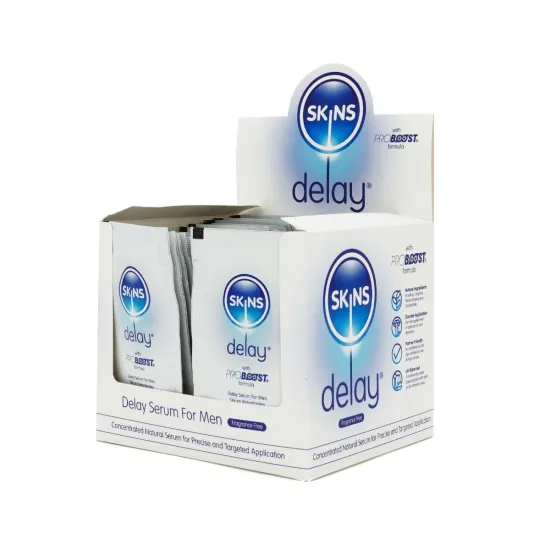 Skins Natural Delay Serum Foil 54 x 5ml Sachets with POS (fragrance free)