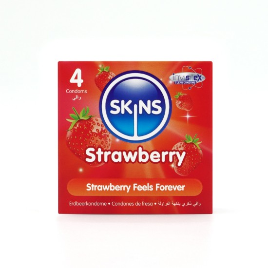 Skins Condoms Strawberry 4 Pack Skins Condoms Strawberry 4 Pack