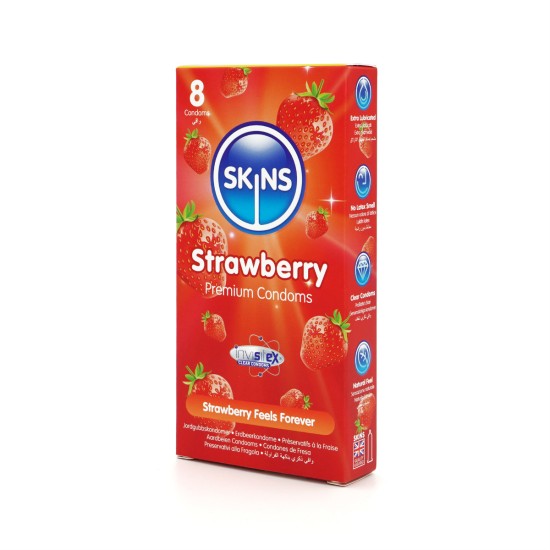 Skins Condoms Strawberry 8 Pack Skins Condoms Strawberry 8 Pack