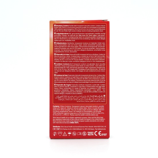 Skins Condoms Strawberry 8 Pack Skins Condoms Strawberry 8 Pack