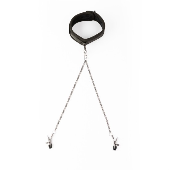 SEI MIO - Twin Tweaks - Velvet Collar with Nipple Clamps SEI MIO - Twin Tweaks - Velvet Collar with Nipple Clamps