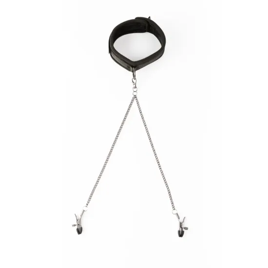 SEI MIO - Twin Tweaks - Velvet Collar with Nipple Clamps SEI MIO - Twin Tweaks - Velvet Collar with Nipple Clamps