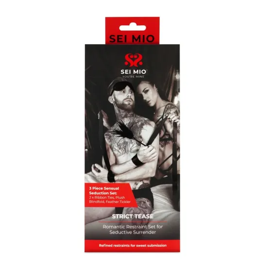 SEI MIO - Strict Tease - Ribbon Ties Blindfold and Tickler Kit SEI MIO - Strict Tease - Ribbon Ties Blindfold and Tickler Kit