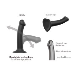 Strap On Me - Semi-Realistic Dual Density Bendable Dildo Black - M Strap On Me - Semi-Realistic Dual Density Bendable Dildo Black - M