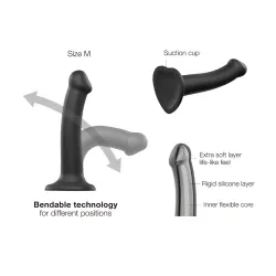 Strap On Me - Semi-Realistic Dual Density Bendable Dildo Black - M Strap On Me - Semi-Realistic Dual Density Bendable Dildo Black - M