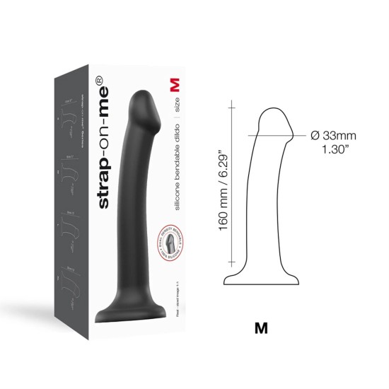 Strap On Me - Semi-Realistic Dual Density Bendable Dildo Black - M