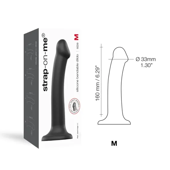 Strap On Me - Semi-Realistic Dual Density Bendable Dildo Black - M Strap On Me - Semi-Realistic Dual Density Bendable Dildo Black - M