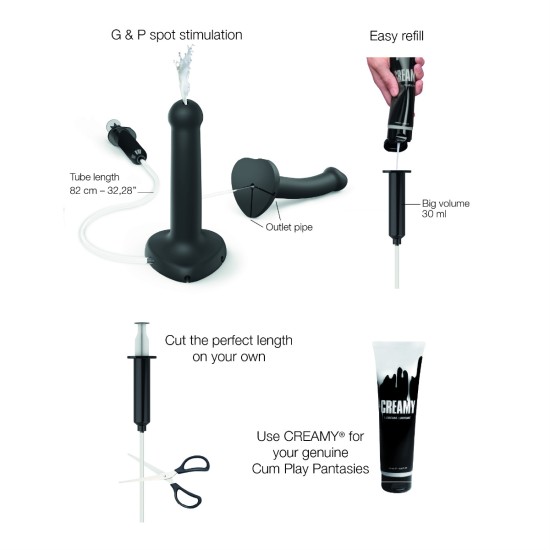 Strap On Me - Squirting Cum Dildo Semi-Realiste Black - L Strap On Me - Squirting Cum Dildo Semi-Realiste Black - L