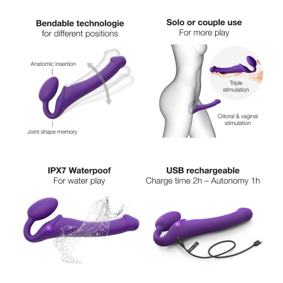Strap On Me - Vibrating Bendable Strap-On - M -  Purple