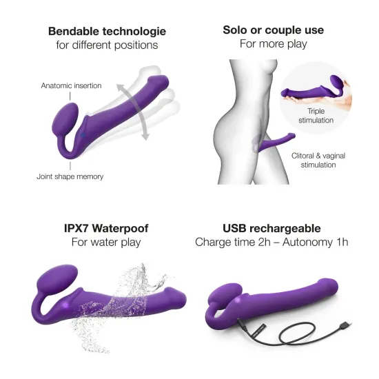 Strap On Me - Vibrating Bendable Strap-On - M - Purple Strap On Me - Vibrating Bendable Strap-On - M - Purple