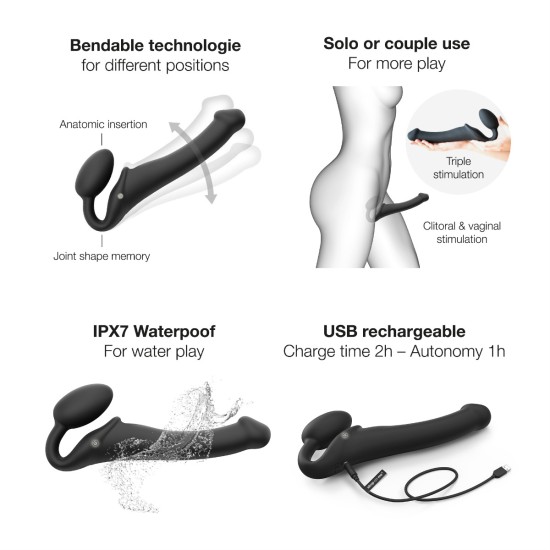 Strap On Me - Vibrating Bendable Strap-On - M - Black Strap On Me - Vibrating Bendable Strap-On - M - Black