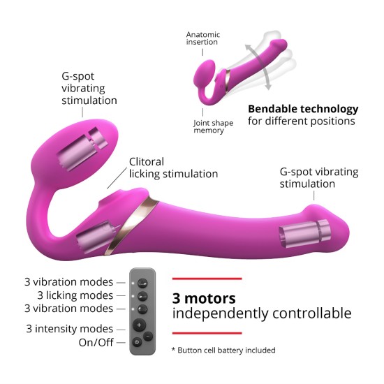 Strap On Me - Multi Orgasm Bendable Strap-On - S - Fuchsia Strap On Me - Multi Orgasm Bendable Strap-On - S - Fuchsia