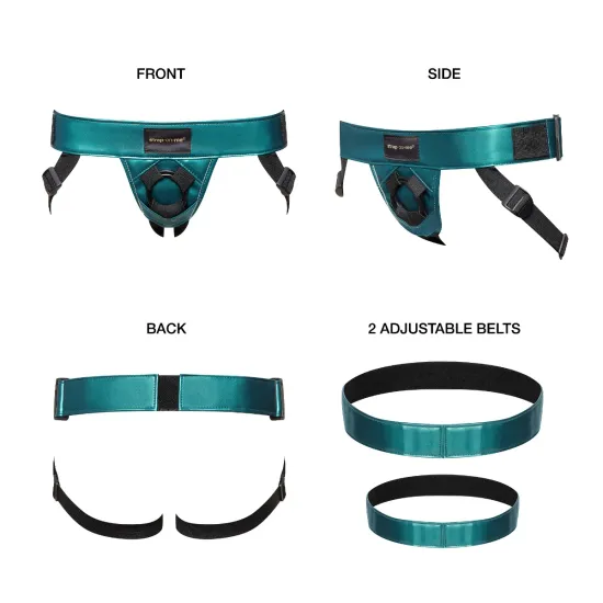 Strap On Me - Leatherette Harness Curious - Metallic Green Strap On Me - Leatherette Harness Curious - Metallic Green