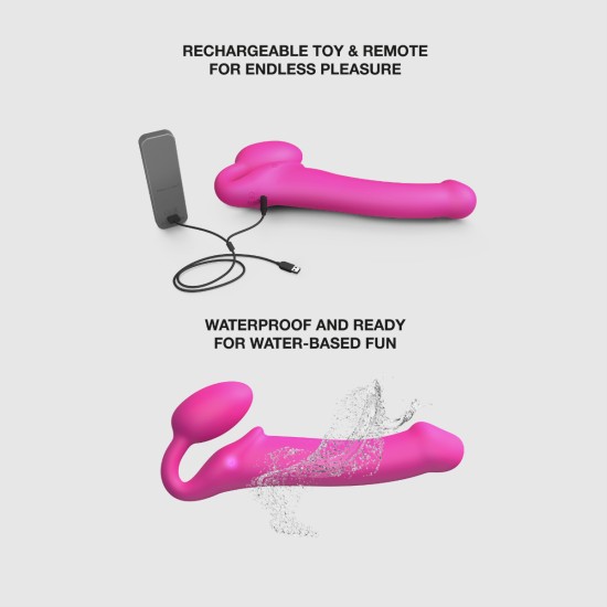 Strap On Me - Vibrating Bendable Strap-On - M - Fuchsia Strap On Me - Vibrating Bendable Strap-On - M - Fuchsia