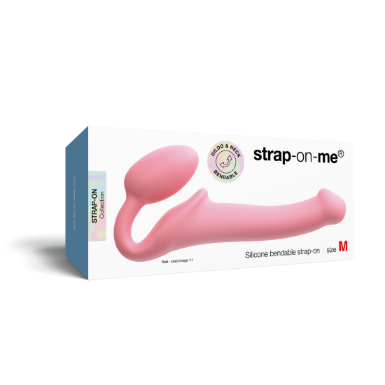 Strap On Me - Silicone Bendable Strap-On - M - Pastel Pink
