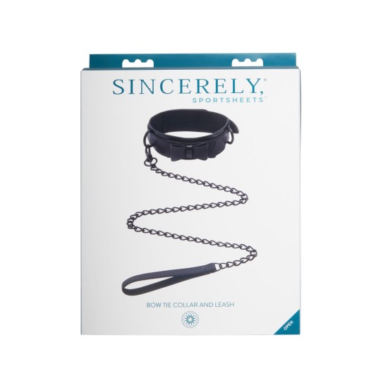 Sportsheets Sincerely Bow Tie Faux Leather Collar and Lead Sportsheets Sincerely Bow Tie Faux Leather Collar and Lead