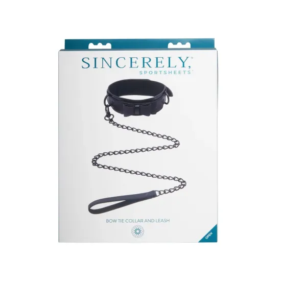 Sportsheets Sincerely Bow Tie Faux Leather Collar and Lead Sportsheets Sincerely Bow Tie Faux Leather Collar and Lead