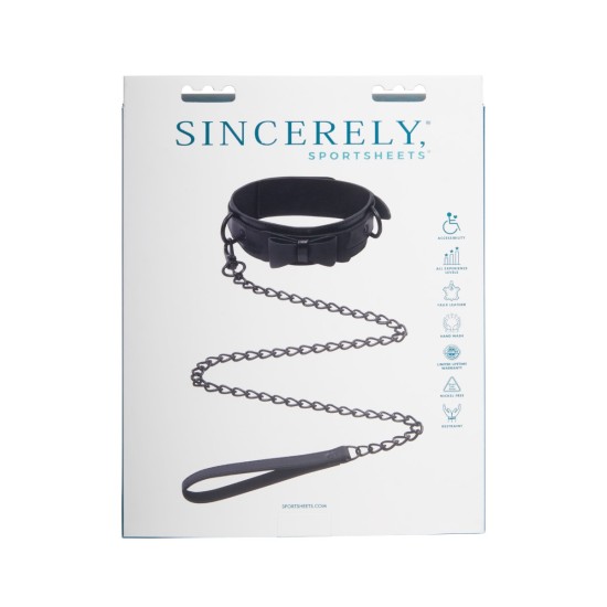 Sportsheets Sincerely Bow Tie Faux Leather Collar and Lead Sportsheets Sincerely Bow Tie Faux Leather Collar and Lead