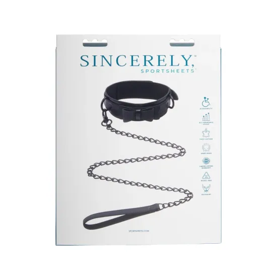 Sportsheets Sincerely Bow Tie Faux Leather Collar and Lead Sportsheets Sincerely Bow Tie Faux Leather Collar and Lead