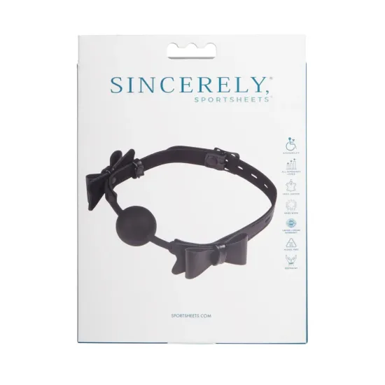 Sportsheets Sincerely Bow Tie Faux Leather Silicone Ball Gag Sportsheets Sincerely Bow Tie Faux Leather Silicone Ball Gag