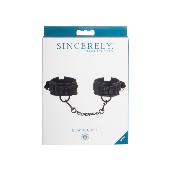 Sportsheets Sincerely Bow Tie Faux Leather Wrist Cuffs Sportsheets Sincerely Bow Tie Faux Leather Wrist Cuffs