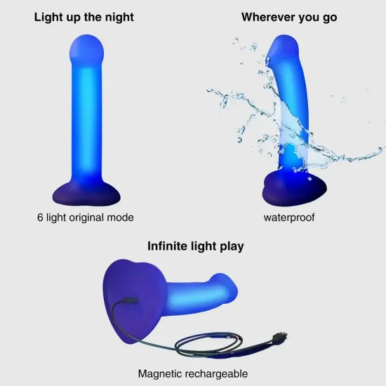 Strap On Me - Glow-LED Dildo Purple - M
