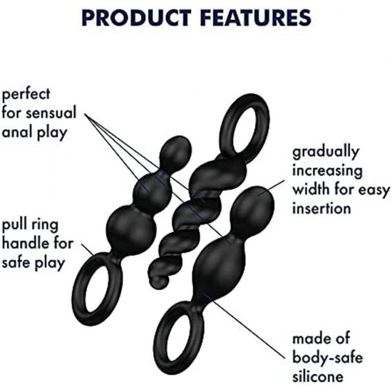 Satisfyer Booty Call Set Of 3 Black Anal Plugs Satisfyer Booty Call Set Of 3 Black Anal Plugs