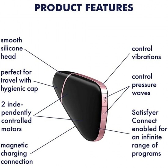 Satisfyer App Enabled Love Triangle Clit Massager Black Satisfyer App Enabled Love Triangle Clit Massager Black
