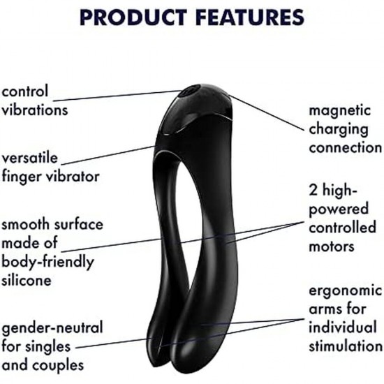 Satisfyer Candy Cane Finger Vibrator Black Satisfyer Candy Cane Finger Vibrator Black