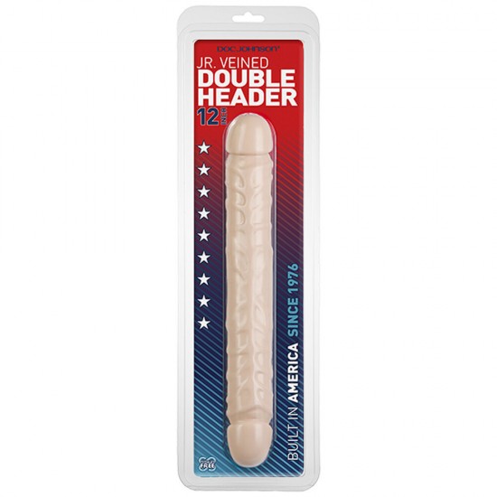 Jr Veined Double Header 12 Inch Dong Flesh Pink Jr Veined Double Header 12 Inch Dong Flesh Pink