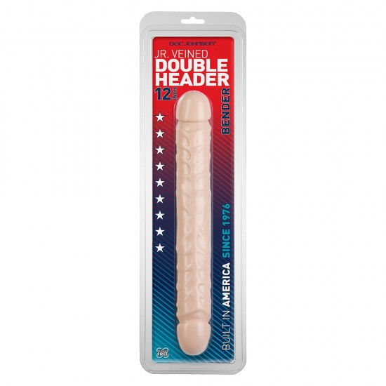 Jr Veined Double Header 12 Inch Bender Dong Flesh Pink Jr Veined Double Header 12 Inch Bender Dong Flesh Pink