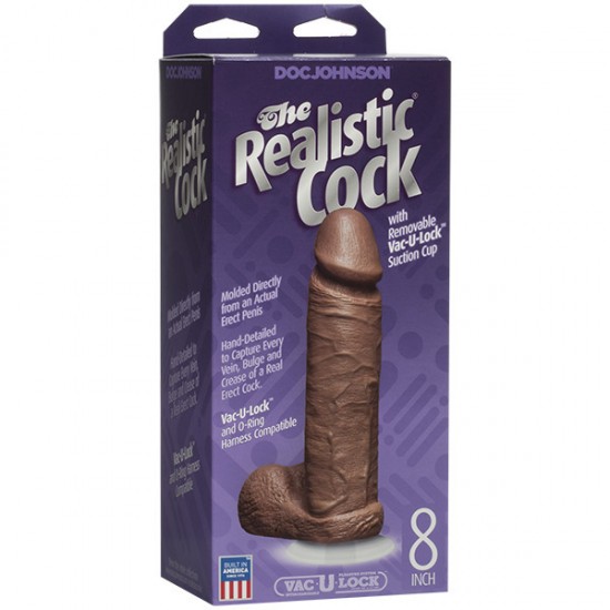 The Realistic Cock 8 Inch Dildo Flesh Brown The Realistic Cock 8 Inch Dildo Flesh Brown