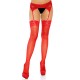 Leg Avenue Sheer Thigh Highs With Lace Tops Red UK 6 to 12 Leg Avenue Sheer Thigh Highs With Lace Tops Red UK 6 to 12